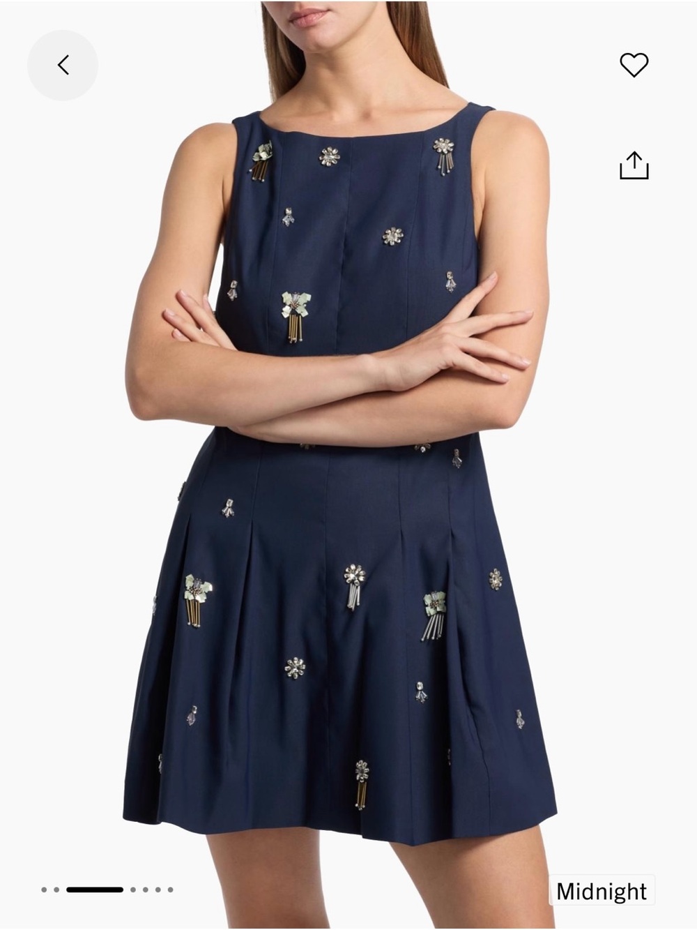 Tanya Taylor Midnight Navy Embellished Sleeveless Mini Dress
